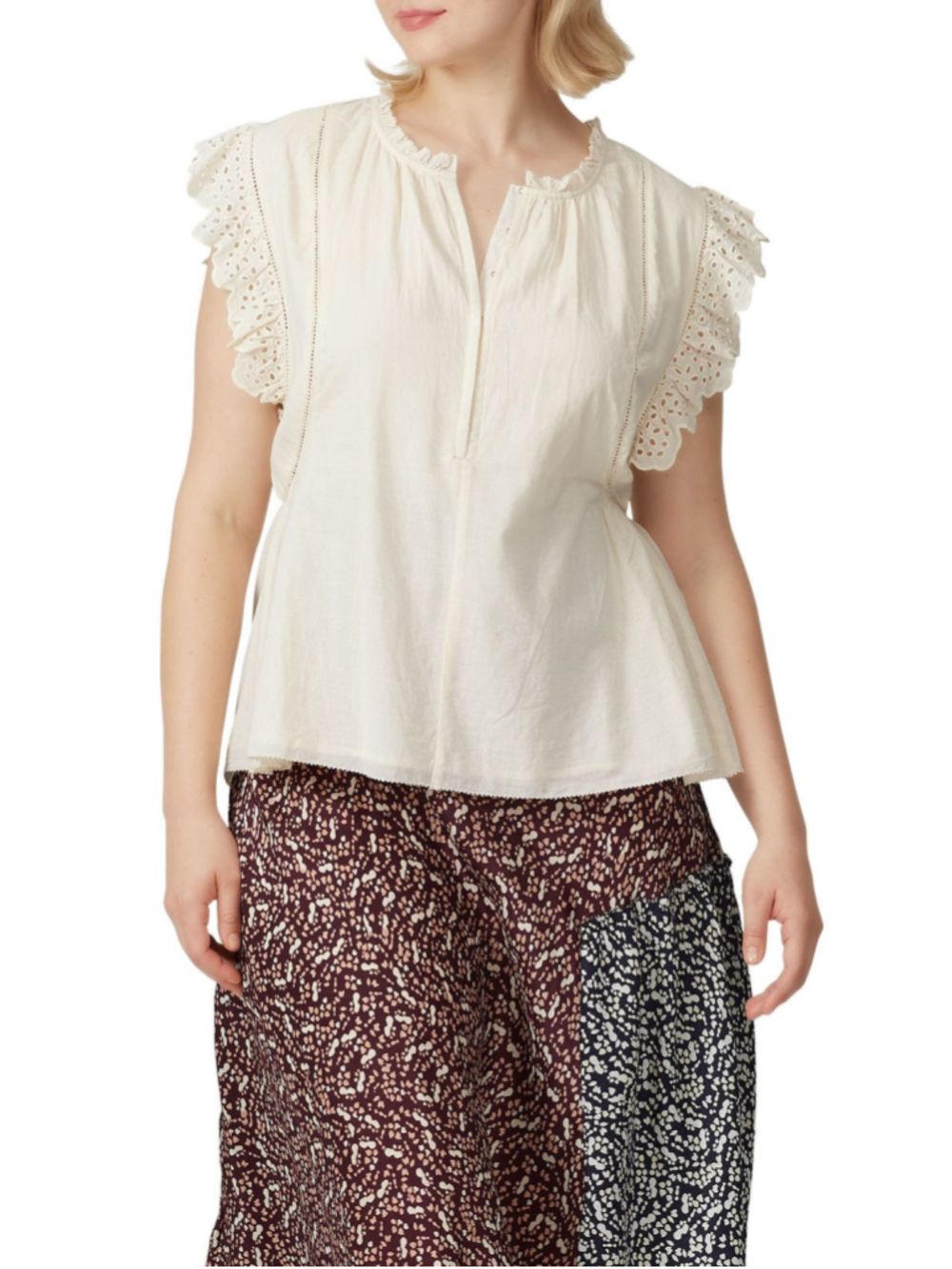 Apiece Apart Eyelet Sleeve Maria Del Mar Top Ivory Cotton 10